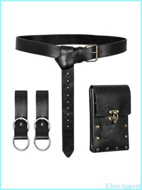 Renaissance Faux Leather Belt Pouch Set Medieval Viking Pirate Costume Accessory